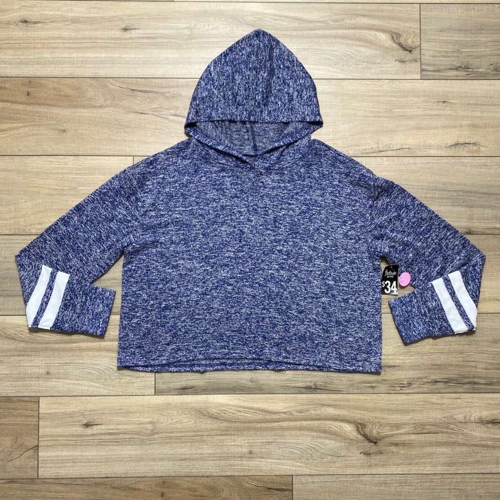 Flirtitude Active Womens Long Sleeve Cropped Hoodie Size XL Blue White